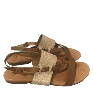 Ugg Sandals Flats Tan Beige Size 9 Women No. BF001 15K     1010175